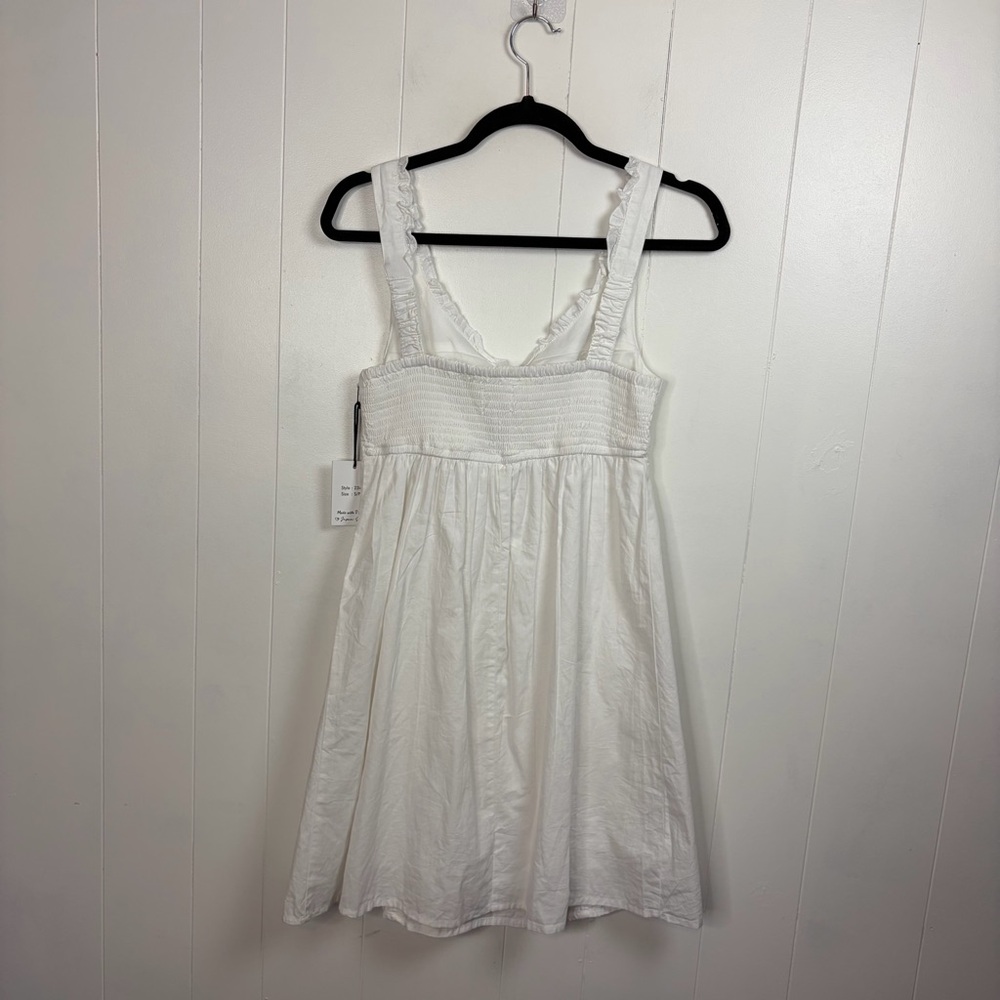 Japna White Ruffle A-Line Smocked Summer Dress Cotton New NWT size Small Beach - Picture 5 of 11